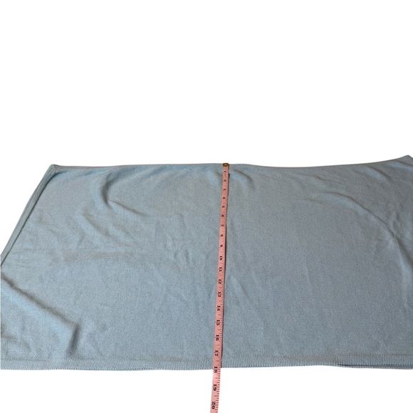 Caroline Grace Cotton Cashmere Baby Blue Asymmetrical Poncho Sweater Layer OS - Picture 8 of 13